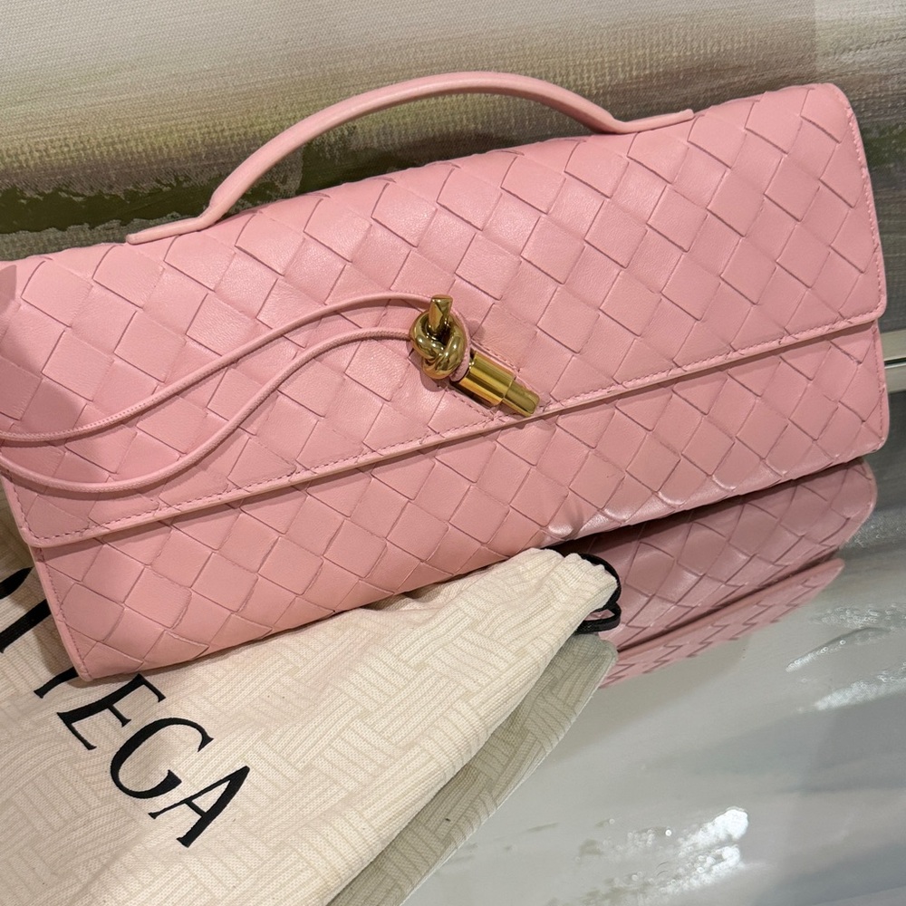Bottega Veneta Pink Intrecciato Leather Authentic